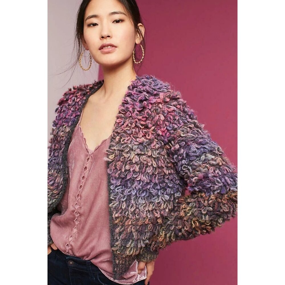 Anthropologie Allegra Cardigan by Sleeping On Snow Sz Small Purple Pink